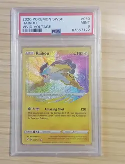 Pokemon TCG PSA 9 Raikou 050/185 SWSH04 Vivid Voltage Amazing Rare Holo - Image 1