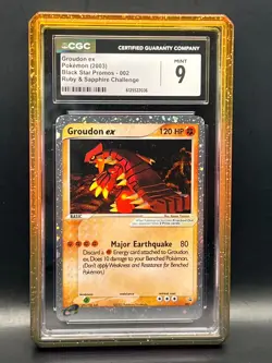 Groudon EX 002 Black Star Promo 2003 Pokemon EX Ruby & Saphire CGC 9 Mint - Image 1