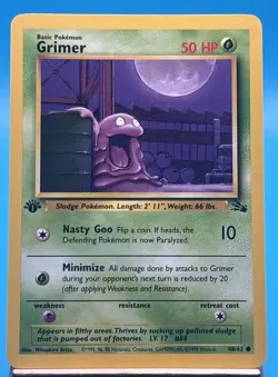 Grimer 48/62 Fossil Set 1st Edition Common Pokemon Card LP - Image 1