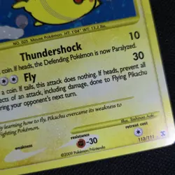HEAVY HOLO BLEED Flying Pikachu 113/111 Rivals Secret Holo Secret Pokemon Card - Image 3