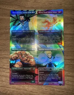Magic: The Gathering Marvel Super Heroes Foil Full Art 4-Card Lot Fantastic Four - Image 1