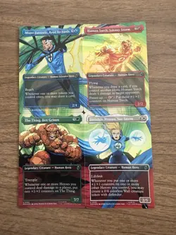 Magic: The Gathering Marvel Super Heroes Foil Full Art 4-Card Lot Fantastic Four - Image 2