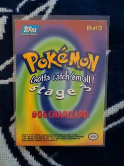 Charizard #06 BLUE LABEL E6 OF 12 - Pokemon Topps TV Animation Trading Card - MP - Image 2