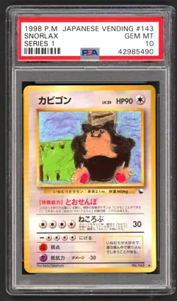 Pokemon Card - PSA 10 Snorlax 143 - JPN Vending Series 1 1998 - GEM MT PSA10 - Image 1