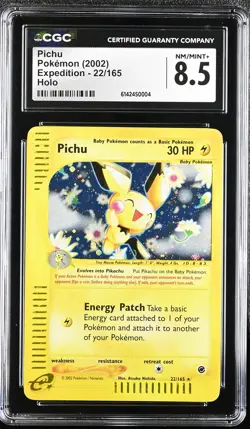 CGC 8.5 NM/MINT+ Pichu 22/165 Expedition Holo Pokemon Card - Image 1