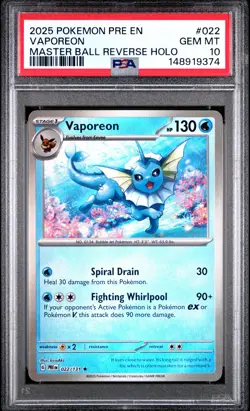 2025 POKEMON PRE EN-PRISMATIC EVOLUTIONS #022 VAPOREON PSA 10 - Image 1