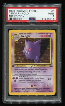 PSA 9 1st Edition Fossil Gengar 5/62 Holo Rare Pokemon TCG - Image 1