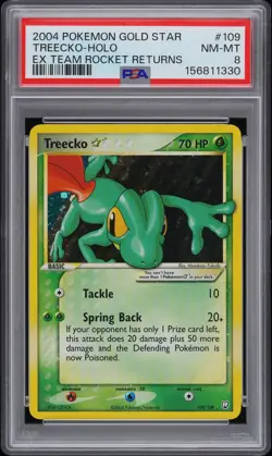 2004 POKEMON EX TEAM ROCKET RETURNS GOLD STAR #109 TREECKO-HOLO PSA 8 - Image 1
