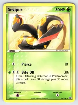 Seviper 20/106 2005 EX Emerald Pokemon Card TCG Arita Art Non Holo Rare - VLP - Image 1
