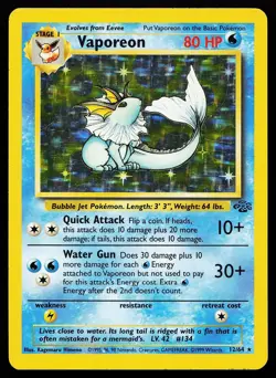 Vaporeon 12/64 Unlimited Holo Rare Jungle Pokemon Card - Image 1