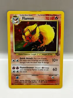 Pokemon TCG Flareon Jungle 3/64 Holo Unlimited Holo Rare Card WOTC Vintage 1999 - Image 1
