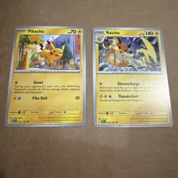 Pokemon TCG Raichu 064/193 & Pikachu 062/193 SV02 Paldea Evolution Cards Set NM - Image 3