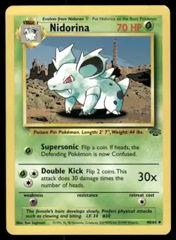 Pokemon Cards Nidorina 40/64 UNLIMITED Jungle WOTC Uncommon MP - Image 1