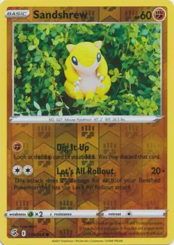 Reverse Holo Sandshrew 131/264 Fusion Strike Common Pokemon TCG - Image 1