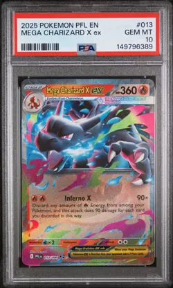 2025 POKEMON PFL EN-PHANTASMAL FLAMES #013 MEGA CHARIZARD X EX PSA 10 - Image 1
