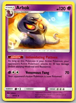 Arbok 37 UC Shining Legends Pokemon NM/M - Image 1