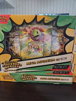 3 Pokemon TCG Ascended Heroes Mega ex Boxes- 2 Meganium EX and 1 Feraligatr EX - Image 2