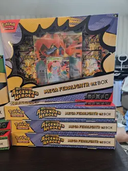 3 Pokemon TCG Ascended Heroes Mega ex Boxes- 2 Meganium EX and 1 Feraligatr EX - Image 3
