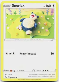Snorlax 109/159 Rare Crown Zenith Pokemon Near Mint - Image 1