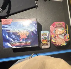 Pokemon TCG Mega Evolution Chaos Rising Elite Trainer Box + 2 Tins Lot - Image 1