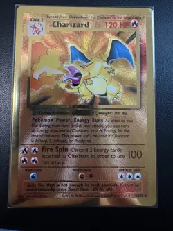 Charizard Metal Gold Card UPC Pokemon 25th Anniversary Celebrations 4/102 2021 - Image 1