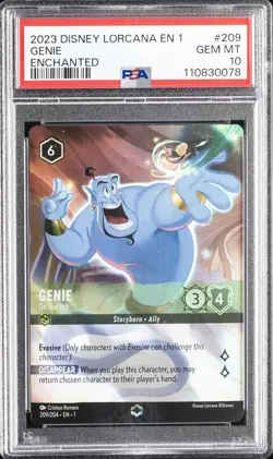2023 DISNEY LORCANA EN 1-THE FIRST CHAPTER ENCHANTED GENIE - ON THE JOB PSA 10 - Image 1