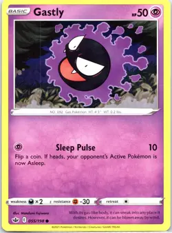 Gastly 055/198 Chilling Reign Regular Common Pokemon Card NM - Image 1
