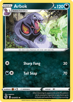ARBOK 034/073 CHAMPION'S PATH REVERSE HOLO UNCOMMON NM - Image 1