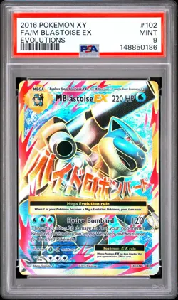 M Blastoise EX 102/108 Full Art Pokemon XY Evolutions Mega #102 MINT PSA 9 - Image 1