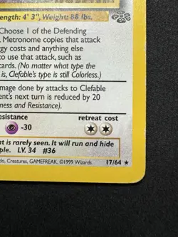 Pokemon TCG Clefable Jungle 17/64 Non Holo Rare Vintage WOTC Regular LP-/MP+ - Image 5