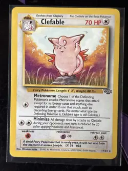 Pokemon TCG Clefable Non-Holo Rare Card 17/64 Jungle Unlimited LP Condition - Image 1