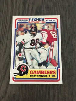 1984 Topps USFL #38 RICKY SANDERS Houston Gamblers Football Card XRC Rookie RC - Image 3