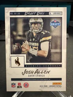 Josh Allen - 2018 Luminance Rookie AUTO on card autograph SILVER #RI-JO BILLS - Image 2