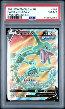2021 POKEMON SWORD & SHIELD EVOLVING SKIES #193 FULL ART/RAYQUAZA V PSA 8 - Image 1