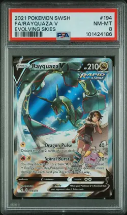 PSA Graded 8 Rayquaza V Alt Art Evolving Skies 194/203 Pokemon - Image 1