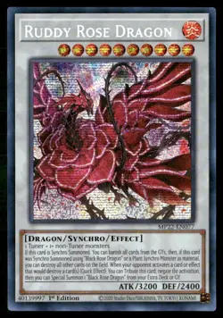 Ruddy Rose Dragon MP22-EN077 Prismatic Secret Rare Yu-Gi-Oh 1st Edition NM - Image 1