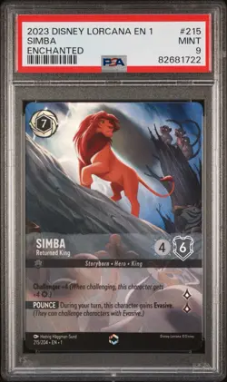 2023 DISNEY LORCANA EN 1-THE FIRST CHAPTER ENCHANTED SIMBA - RETURNED KING PSA 9 - Image 1