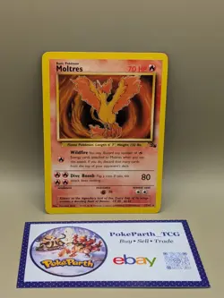 Moltres 27/62 Fossil Regular Non Holo Rare Vintage WOTC Pokemon TCG Cards 1999 - Image 1