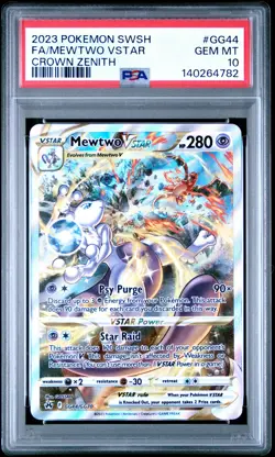 2023 POKEMON SWORD & SHIELD CROWN ZENITH #GG44 FULL ART/MEWTWO VSTAR PSA 10 - Image 1