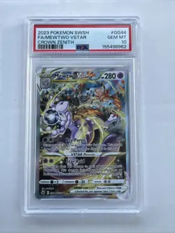 2023 POKEMON SWORD & SHIELD CROWN ZENITH #GG44 FULL ART/MEWTWO VSTAR PSA 10 - Image 1