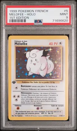 1999 Pokemon TCG FRENCH 1st Edition Base Set Melofee Clefairy Holo 5/102 PSA 9 - Image 1
