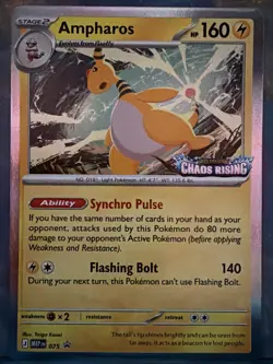Pokemon TCG Ampharos 075 MEP EN Black Star Promo Chaos Rising Stamped Holo - Image 1