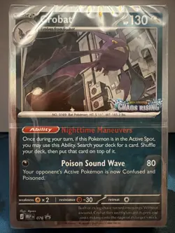 Pokemon Crobat 076 MEP Chaos Rising Pre-Release Stamped Promo Holo Sealed - Image 1