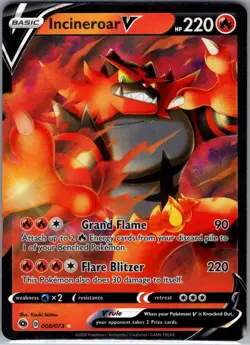 Incineroar V 008/073 Champion's Path - Pokemon Card - NM - Image 1