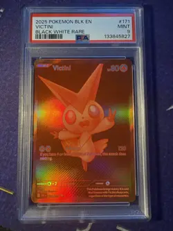 2025 POKEMON BLK EN-BLACK BOLT BLACK WHITE RARE #171 VICTINI PSA 9 - Image 1