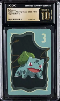 2022 POKEMON PLAYING CARDS KOR PAPER SAFARI #3 BULBASAUR CGC 10 PERFECT - Image 1