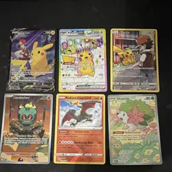 Pokemon Company Pokemon TCG 6-Card Lot Pikachu V/ex, Radiant Charizard, Foil - Image 1