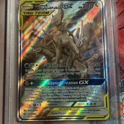 2019 POKEMON SUN & MOON COSMIC ECLIPSE #221 FA/ARCEUS & DIALGA & PALKIA GX PSA 8 - Image 3