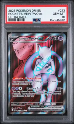 PSA 10 GEM MT 2025 POKEMON DRI EN ROCKET'S MEWTWO ex ULTRA RARE #213 - Image 1