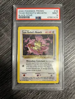 Pokemon TCG 2000 Black Star Promo Team Rocket's Meowth #18 Holo PSA 9 - Image 1